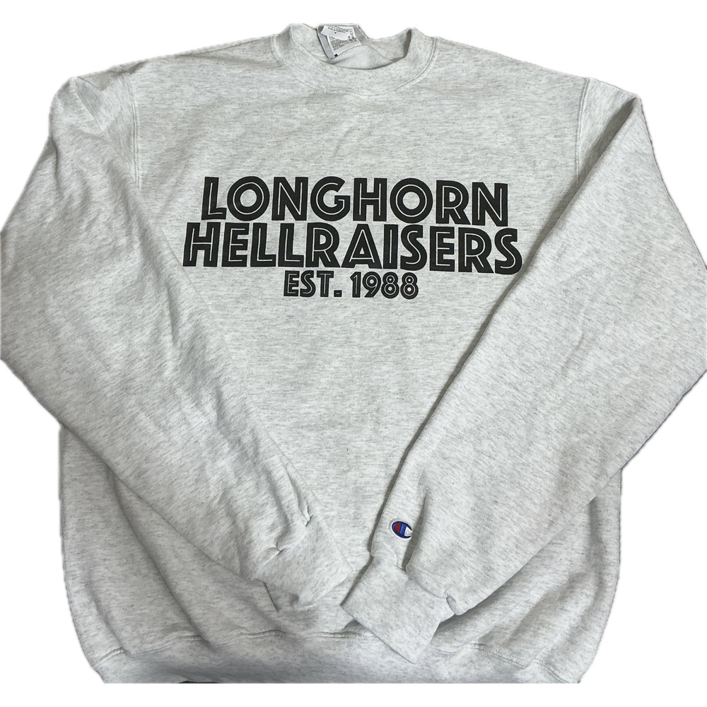 Champion Longhorn Hellraisers Graphic Crewneck Sweatshirt Gray Med UT Football